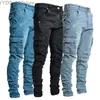 Frauen Jeans Herren Jeans lässige Baumwolljeans Multi -Pocket -Jeanshosen modische Straßenjeans Seitenpaschen Herren Bleistifthose YQ240423