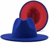 Skąpy brzeg kapelusze męskie Jazz Red Cap Bottom Fedoras Cowboy Hat for Women and Men Dwuteściasty kolor hurtowy dostawa moda ACCE DHVIP