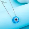 Colliers Kaletine 925 Collier en argent sterling Opale Lucky Hamsa Evil Eye Charm Pendant Colliers Femme Jewelry Kltn017