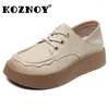 Casual Shoes Koznoy 4cm Women Platform Comfy Skate Boarding Chunky Sneakers Mixed Color Vulcanize Spring Genuine Leather Wedge Autumn