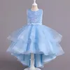 Barnklänning Princess Dress med Bow Solid Color Sequin Performance Cake Dress