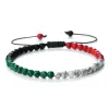 Brins à la mode du drapeau de la Palestine Couleur des perles de pierre naturelles Bracelets pour femmes hommes ajustibles pays asiatiques bracelet tissé bijoux ami