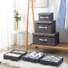 BINS HUSHUSHETSLAGGNING BOX MED LÄDER HANDELAGE Fabric Storage Box Finish Box Garderob Vikbar förvaringslåda Täck Organiserare