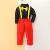 Kledingsets Peuter Baby Boys Outfits Lange mouw Bowtie Shirt Suspender Broek 2 stks Fall Winter Gentleman Deset set