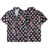 メンズドレスシャツフレックスカラースリムフィットショートスリーブシャツデザイナーブランドの格子縞のパターンレタープリントプリントスプリングターンカジュアルラグジュアリーメンズ衣料品