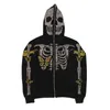 Women's Hoodies Yoawdats Women Y2K Skeleton Pattern Zip Up Hoodie Long Sleeve Sweatshirt Punk Jacket Casual Gothic Harajuku Coat Streetwear