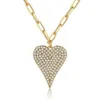 Versão coreana do colar de coração de pêssego da moda e popular com pingente em forma de coração de zircão Micro Inlaid, cobre Gold Gold JE, Tengge