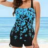 Kvinnors badkläder Summer Plus Size Swimsuit For Women 2024 Leaf Printed Split Set 2sts Stora Suspender Swimwears Tankinis Biquini