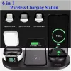 Chargers Wireless Charger 6 in 1 Qi snellaadstation voor iPhone 13 12 Pro Max Apple IWatch SE 6 5 4 3 2 AirPods Pro Samsung Galaxy