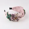 Bandanas Exquisito tessuto a fascia per la testa di stoffa larga con fiori con fiori di strass Light Luxury Ladies Hairpin 872
