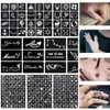 17 ark 264 MAPS Professionella vattentäta henna -mallar Tillfällig glitter Airbrush Tattoo Handfingret Ritning #242095