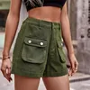 Jeans pour femmes shorts d'été femme cargo mince hauteur taille grandes poches américaines sweet lâches sexy couleurs solides quotidiennes