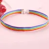 Halsband 2023 Fashion Rainbow LGBT Choker Halsband för kvinnor Par Moon Water Drop Pendant Short Clavicle Chain Pride Party Jewelry Gift