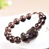 Strands Obsidiana Pixiu Bracelet Contas de pulseira de pulseira artesanal riqueza de pedra natural e boa sorte homens mulheres unissex chinês feng shui