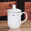 Кружки Jingdezhen Ceramic Teacup Water Cup с крышкой творческий офис встречи в костяном фарфоре кружка