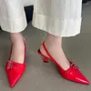 Dress Shoes Fashion Female Sandals Red Heels Footwear Women Pumps Spring Autumn Slingbacks For Pointed Toe Ladies