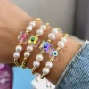 Strands KKBEAD Evil Eye Bracelet for Women Gift Jewellery Natural Freshwater Pearl Pulseras Luxury Designer Jewelry