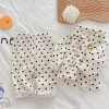 Gewaden Milancel 2021 Herfst nieuwe baby pyjama set linnen jongens slaper slijtage meisjes slaapset smile gezicht kleding