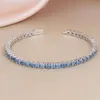 Fijne sieraden 3 mm-6 mm Sterling Gra GRA VVS Royal Blue Mossanite Moissanite Diamond tennisketen Bracelet Sier