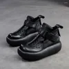 أحذية Fujin 5cm بقرة حقيقية من الجلد المدخنة الجلدية نساء صندل دراجة نارية هولو جوارب الكاحل moccasins مشبك أحذية الصيف
