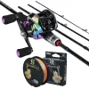 Accessories Sougayilang 1.8m 2.1m Casting Fishing Rod and Reel Set with Braided Fishing Line Left Right Hand Baitcasting Reel Fishing Combo