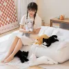 Speelgoed 47 cm Nieuwe gesimuleerde Cat Doll Plush Toy Gevulde zacht dier pluche wit grijs kilomtjes kussen kinderen meisjes verjaardagscadeau Pet Toys Deco