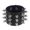 Strängar punkstil tre rader cuspidal spikar nitstud brett manschett pu läder gotisk rock unisex armband män smycken julklapp