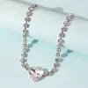 Ожерелья Kmvexo Fashion Bling Ownestone Rose Heart Cool Choker Ожерелье для женщин хрустальная свадебная вечеринка