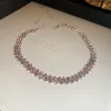 Halsketten Fyuan modische rosa lila goldene Farbe Strass Choker Halsketten für Frauen Geometrische Kristall Halsketten Party Hochzeiten Schmuck Schmuck