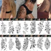 Tattoos Black Large Snake Flower Fake Tattoo Sticker For Women Dot Rose Peony Temporary Tattoos DIY Water Transfer Tatoos Girls
