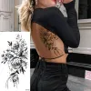 Tatueringar svart blomma kvinnor sexig tatuering klistermärke kvinnor prick ros pion kropp bröstkonst tillfällig tatueringar vatten överföring falska tatuering klistermärken