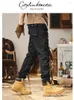 Pantaloni da uomo Lavati 2024 Spring e autunno Stagione American Fede Slim Fit Slip Casual 9-Point Black Work per uomini