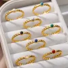Zespoły kamienne stali nierdzewne Pierścienie dla kobiet w stylu vintage ślub otwarty regulowany pierścień palec biżuteria w modnym prezent 2024 NOWOŚĆ w ANILLOS