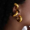 Brincos punk não piercing em aço inoxidável dourado cor de orelha grossa unissex declaração em negrito