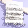 Earrings 24 Pairs Silver Color Pearl Twist Hoop Earrings Set Metal Heart Dangle Earrings Vintage Circle Geometric for Women Girls Jewelry