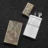 Metal Dragon Pattern Petroleum Lighter Retro Grinding Wheel Outdoor Kerosene Lighter Refillable Oil Lighter Men's Gadgets