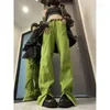 Jeans femminile verde primavera dritta e pantaloni per pavimenti split sciolti sciolti