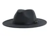 Fashion New Men Affastore femminile Felt Hat Wide Brim Jazz Fedora Cappelli con fascia in pelle Black Panama Trilby Hat Fedora Cap6895000