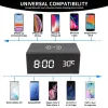 Laddare Multi Functional Mini Wireless Charger för iPhone Huawei Samsung Voice Controlled LED Digital Alarm Clock Högtalare TF -kort