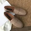 Casual Shoes 2024 Spring Slip-On Small Leather for Women British Preppy Style All Match Fu Gu Lofu Flat Single