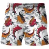 Summer 3D Koi Pattern Beach Spods Fashion Sports Animation Quickdrying Surf Shorts Mens Fitness 240410