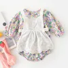 Nuovi pezzi 2022 Spring Autumn Kids Girl Floral Two Piece Rompers BASH BAMBINO ROMPERSI NETTO BASCIONI Abito da bambina Rompers Abito