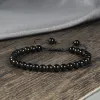 Strands Women Men 6mm Natural Stone Bead Bracelets Lava Blue Beaded Braided Bracelet Bangle Size Adjustable Wristband Jewelry