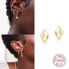 Boucles d'oreilles cerceaux 925 Sterling Silver Zircon Géométrique Small Engagement Party Luxury Classic Jewelry Women's Charm Trend Accessoires