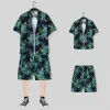 Ramar 2023 Summer Coconut Tree Shirts Set Tryckt herr Hawaiian Shirt Beach Kort ärm mode toppar tee semester skjorta män blus