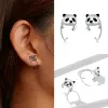 Ohrringe Wostu 925 Sterling Silber Tierhund Panda Katzenstudel Ohrringe für Frauen Hochzeit Ohrringe Original Silber 925 Schmuck