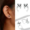 Earrings WOSTU 925 Sterling Silver Animal Dog Panda Cat Stud Earrings For Women Wedding Fashion Earrings Original Silver 925 Jewelry