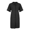 Casual Dresses Ladies Shirt Loose Button Down Soild Color Lapel Dress With Pocket SHORT STEVE Summer för kvinnlig