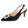 Kleding schoenen zachte lederen hakken vrouw puntige teen non-slip merk vrouwen pumps mode dames Rhinestone hoge schoenenjm87 H240423