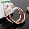 Earrings Aravant 925 Silver 35mm Rose Gold Hoop Earrings For Women Girls Fashion Jewelry